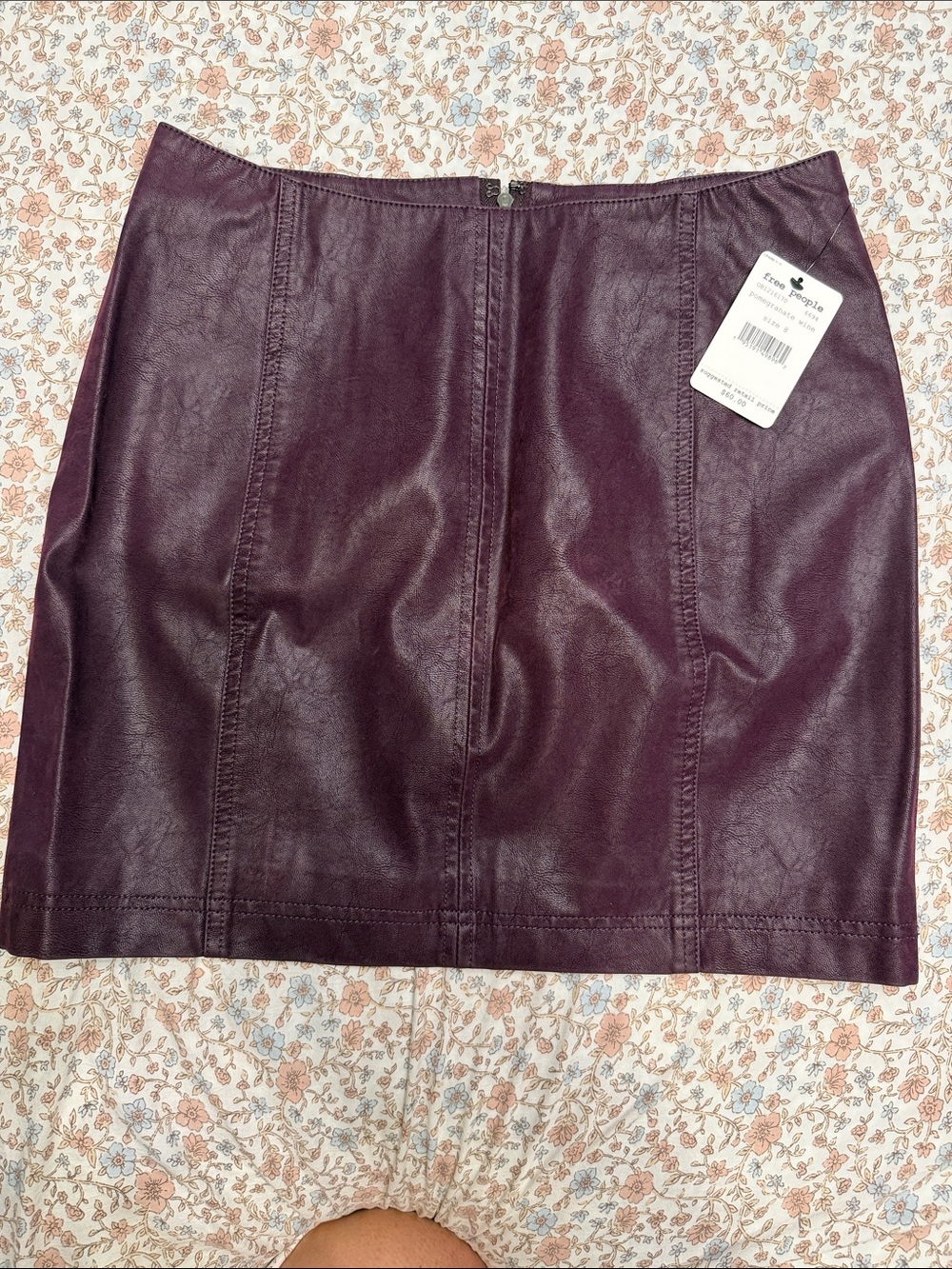 Free People NWT Faux Leather Pencil Mini Skirt in Deep Plum